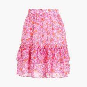 🌷NWT J Crew Ruffle Mini Skirt Pink Floral Medium